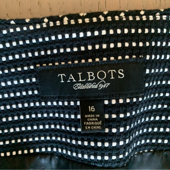 Talbots Black & White Cotton 3/4 Sleeve Blazer Jacket - Picture 3 of 5